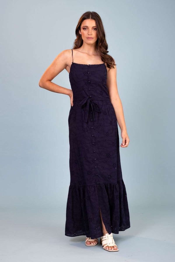 The Bay by Augustine - Indigo Embroidered Maxi Navy DrESS