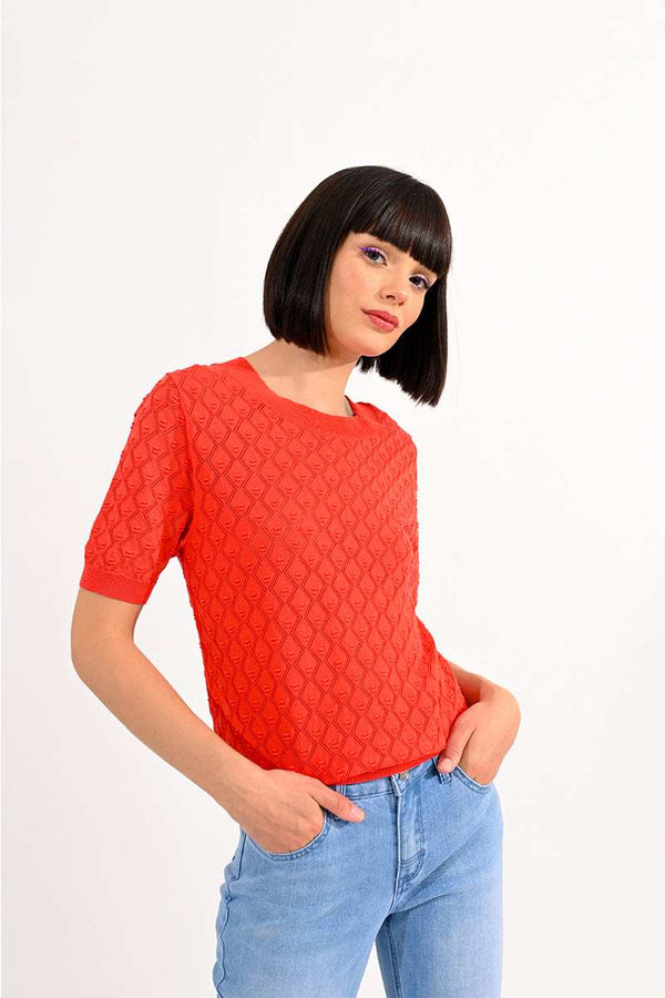 Lili Sidonio - Openwork Mesh Jumper Coral