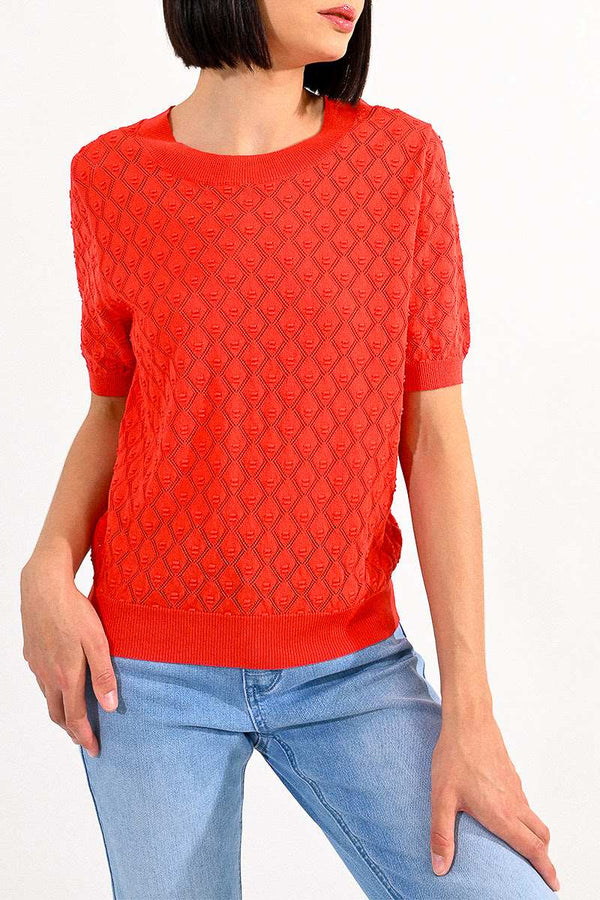 Lili Sidonio - Openwork Mesh Jumper Coral