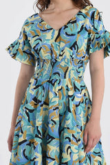 Lili Sidonio - Printed Turquoise Midi dress