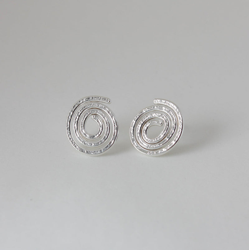 Aurelium - Swirl Stud Earrings | Silver