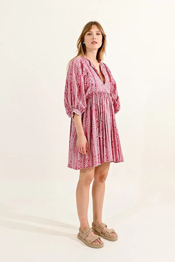 Molly Bracken - Printed Mini dress, Puffed Sleeves