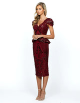 Bariano - Burgundy Sequin Cocktail Dress